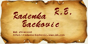Radenka Backović vizit kartica